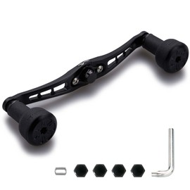 HEIGHTEN 4.7/3.6 inches (120/92 mm) Bait Reel Handle 0.9 inch (24 mm) TPE, Equipped with Knobs, Shimano Daiwa, Abu Garcia, For Bait Reels, TPE Series (470 inches (120 mm - Black & Red (Cap))