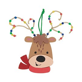 Fun Express Beaded Reindeer Antler Ornament Craft Kit, Makes 12