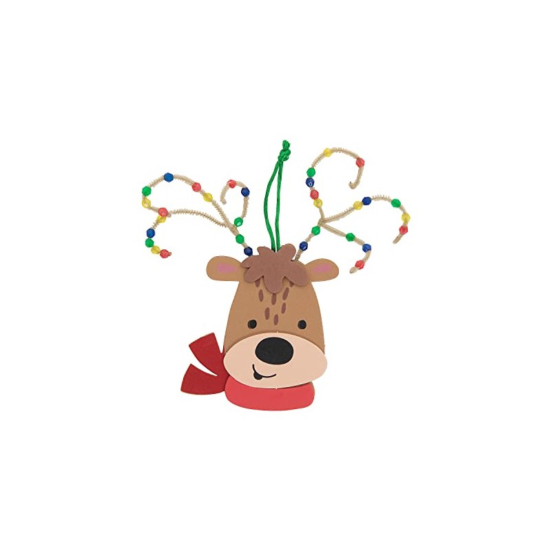 Fun Express Beaded Reindeer Antler Ornament Craft Kit, Makes 12