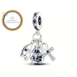 Minimalist Charm Jewelry Egypt Kehpri, Scarap and Cross Charm For Bracelet, Christmas Gifts For Her