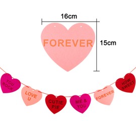 Whaline Valentine's Day Felt Heart Garland Banner for Indoor Outdoor Wedding Engagement Anniversary Party Favor(9.8 feet)