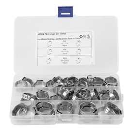 42pcs Stainless Steel Cinch Clamps Rings Single Ear 1/2in 3/4in for PEX Tubing Pipe Fitting Connections