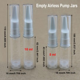 WADY Empty Airless Pump Jars, 10 Pcs Portable Eye Cream Travel Bottles, Refillable Cosmetic Containers, Duckbill Mouth Vacuum Pump Bottles for Foundation Concealer Face Eye Cream Travel Bottles(10 ml)