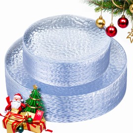 Rubtlamp 100Pcs Clear Plastic Plates, Heavy-Duty Party Plates, Clear Hammered Plastic Plates, Elegant Plastic Plates Include 50 Clear Dessert/Salad Plates, 50 Dinner Plates for Party