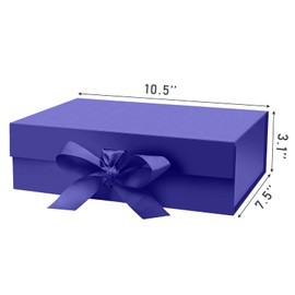 DaiUni 10.5"X7.5"X3.1" Blue Magnetic Gift Box with Lid and Ribbon for Presents