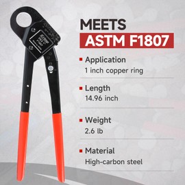 iCrimp Angle Head F1807 PEX Pipe Crimping Tool for Copper Rings - 1-inch Angle Single Crimper, Suitable for Tight Spaces