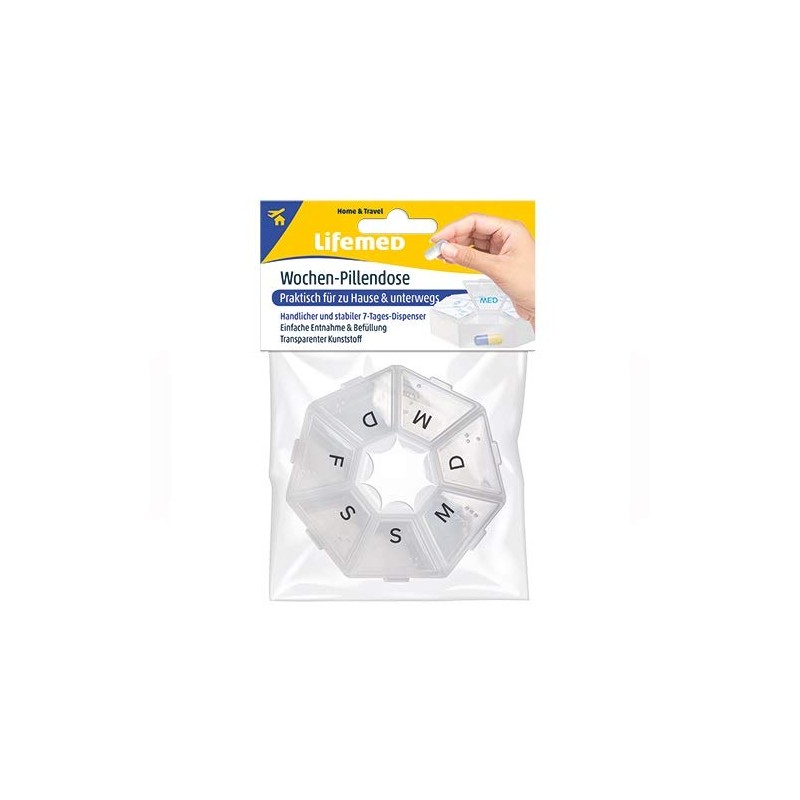 Lifemed Weekly Pill Box with 7 Compartments Weekly Dispenser 7.5