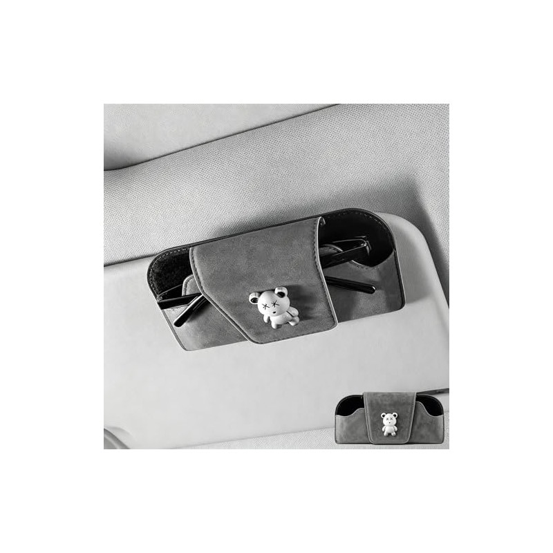 Guibell Soporte para Anteojos de Sol Auto Piel Magnético Gris