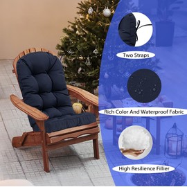 STillcomsy Adirondack Chair Cushion, High Back Patio Outdoor Seat Chair Cushion 49x20in -Navy