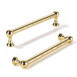 khtumeware 10 Pack 6 Inch Hole Center Polished Brass Cabinet Pulls Heavy Duty Solid Polished Gold Cabinet Handles cabinets Dressers Kitchens Handles Bathroom cabinets