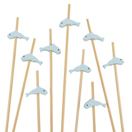 BambooMN Decorative Fish Cocktail Fruit Sandwich Bamboo Picks Skewers for Catered Events, Holiday's, Restaurants or Buffets Party Supplies - 3.5" (8.9cm) - 100 pcs