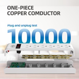 TiFFCOFiO Surge Protector Power Strip, 4 Feet Extension Cord, 600 Joules Surge Protection, Multiple Protection 6 Outlet Strip, ETL Listed, White