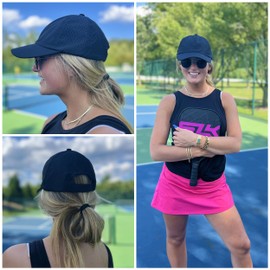 Funky Junque Running Hats Men Women Performance Baseball Caps UPF Sun Golf Tennis Cooling Laser Cut Adjustable Breathable, Black, One Size