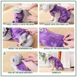 Cat Surgery Recovery Suit, Cat Onesie for Cats After Surgery Anti Licking Wounds, Cat Outfit E-Collar Alternative for Cats Spay Recovery Suit Female and Male, Tie Dye Cats Shirt Clothes