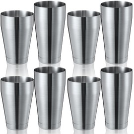 Dandat Cocktail Shaker, Professional Boston Cocktail Shaker Set, Stainless Steel Martini Drink Shakers Bartending, 18 Oz & 28 Oz Bar Shake Mixer Tin Tools for Bartender Cocktails(Sanding Silver,8 Pcs)