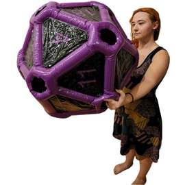 Large D20 Dice Inflatable Extra Large Giant Gaming DND Tabletop RPG Roleplaying Dungeons and Dragons (Black and Purple)