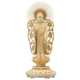 Butsudanya Takita Shoten Buddha Statue Supervised by "Hokari Koudo", Nishi Amitabha Nyorai (Pure Land Sect Honganji School), White Wooden, 3.5 inches (20.8 cm) x Width 4.0 inches (10.2 cm) ◆ Honzon