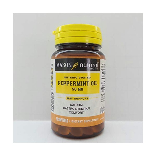 Mason Natural Peppermint Oil Enteric Coated Soft Gels, 50 mg,