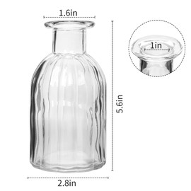 5.8“ High Small Flower Vases - Set of 16 Clear Glass Bud Vases - Vintage Rustic Centerpieces for Weddings, Events & Home Décor