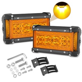 Niking Auto Amber 5 Inch LED Light Bar Side Shooter Pods Light Yellow Fog Lights Quad Row 264W Spot Flood Combo Beam LED Cubes Work Light for Trucks Wrangler Offroad ATV UTV SUV Boat Marine