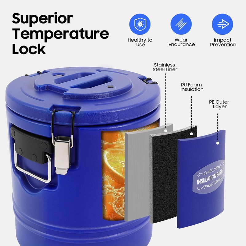 15.9QT Insulated Soup Container with Lid, 4 Gallon Commercial Food