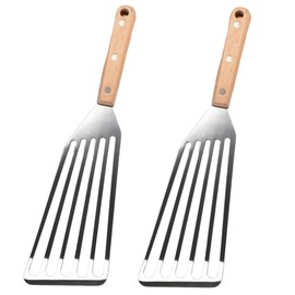 2 Pcs Stainless Steel Fish Spatula Professional Fish Spatula 2 Pieces Metal Flexible Slotted Turner for Cooking Frying Grilling Dishwasher Safe (Large size12.6in)
