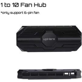 upHere 6PIN SATA RGB 10-Port Hub with 21-Key Remote Control/Splitter for 6-Pin Case Fans in Black-MBX10
