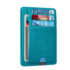 Fintie Flat Wallet, Card Holder, Faux Leather, RFID Blocking Slim Wallet, Credit Card Holder, with ID Window and Quick Access Compartment, for Men and Women, Turquoise