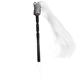 Milisten Fly Horsetail Whisk Stick,Chinese Taoist Tai Chi Wood Wooden Handle Horse Tail Gong Arts Fuchen Duster