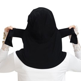 GERINLY Black underscarf hijabs Scarf for Women Muslim Head Scarf Islamic Head Wraps tie back Solid Color Turban Caps Scarves