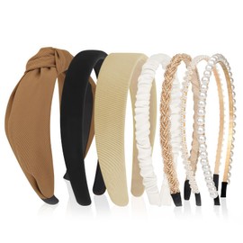 7PCS Headbands for Women's Hair Girls Cute Knotted Headband Head Bands for Women's Hair Non Slip Trendy Thick or Thin Headbands Fashion Hair Accessories, Head Bands Adult Women