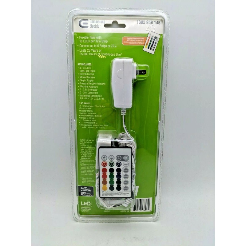 Commerical Electric (4-Strip Pack) 12 in. Linkable RGBW Indoor LED