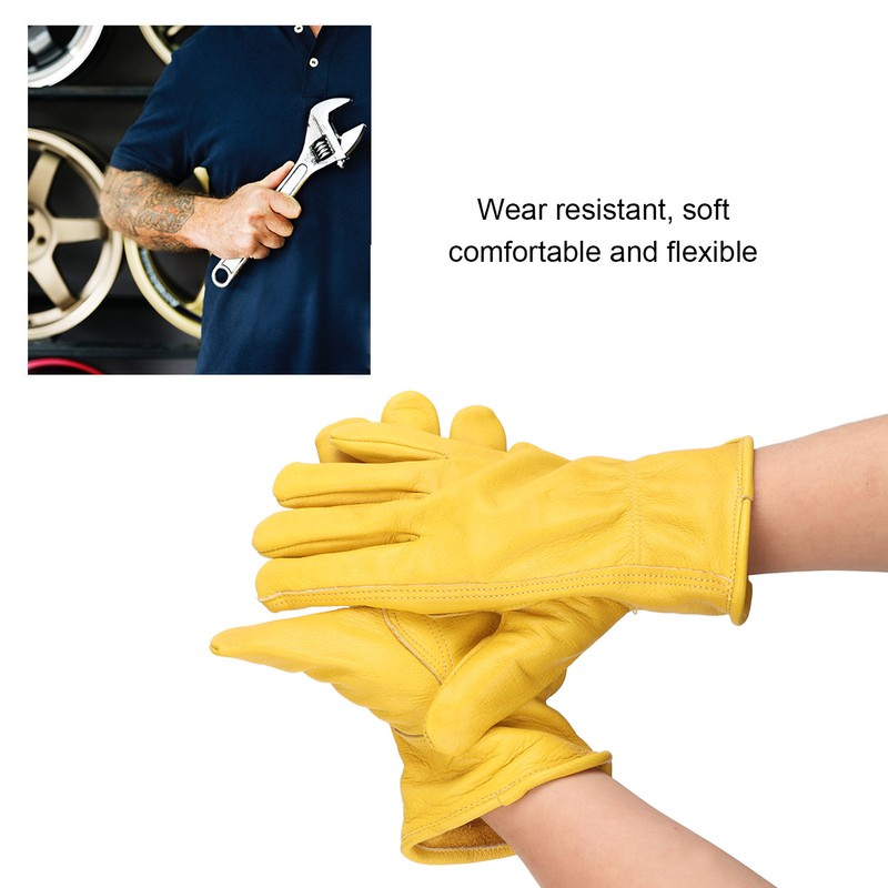 Garden Cowhide Gloves Wear Resistance Full Finger Leather Gloves for