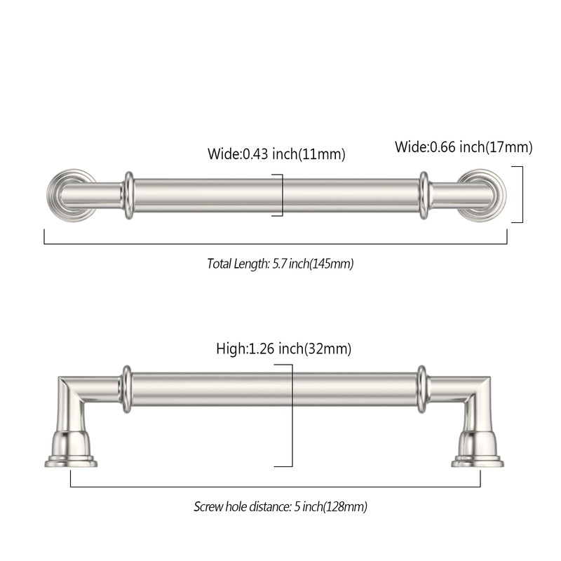 Asidrama 10 Pack 5 Inch(128mm) Brushed Satin Nickel Kitchen Cabinet
