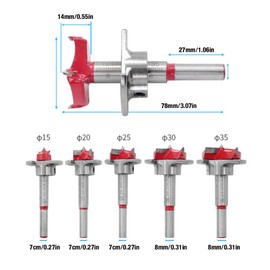Juego de brocas de enrutador, 5 uds., Juego de brocas Forstner para carpintería, cortador de madera para sierra 15/20/25/30/35 mm