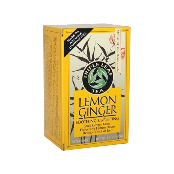 Triple Leaf Tea Ginger Tea-Bags, Lemon, 20 Count