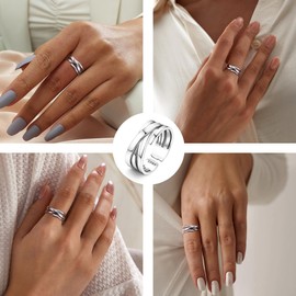 Morfetto 925 Sterling Silver Leaf Rings Adjustable Vintage Ring for Women Men Wrap Wide Statement Ring Open Stackable Thumb Open Rings