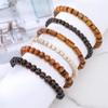 Telooco Pack of 6 Pearl Bracelets Men's Multi-Layer Wooden Beads