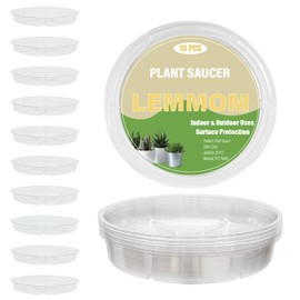 LEMMOM 10 Pieces 6-inch Clear Plastic Plant Saucer Indoor & Outdoor Garden Drip Tray for Pots (6'')