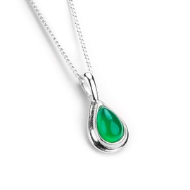 925 Sterling Silver and Green Onyx Necklace, Birthstone Gift, Bridesmaid Jewellery, Every Day Necklace, Classic Teardrop Minimal Necklace