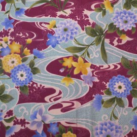 Unbranded Cotton Quilt Fabric Asian Floral Water By the 1/2 Yard Craft Material #809