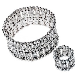 Angel Jewelry Women's Multilayer Crystal Stretch Bracelet Ring Sets …