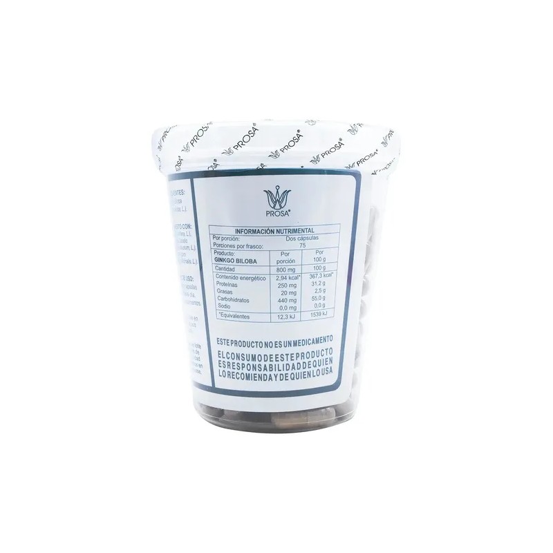 Ginkgo Biloba Prosa Suplemento Herbal Vegano Cápsulas Bienestar