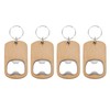 QUARKZMAN Wooden Bottle Opener 2.6 Inch Wooden Handle Stainless Steel Bottle Opener Key Chain Blanks for Kitchen Bar Restaurant Pack of 4