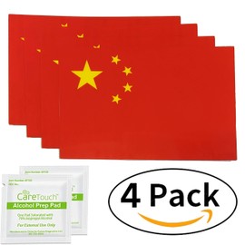 Spy Spot China Flag | Set of 4 | 4" x 2.5" | Chinese Vinyl Stickers Weatherproof UV Resistant