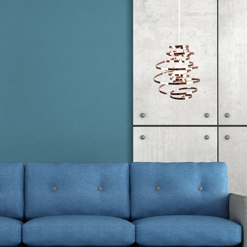 MiniSun | Contemporary Copper Metal Double Ribbon Spiral Ceiling Light