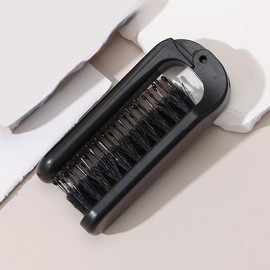 Travel Folding Boar Bristle Hair Brush - Portable Pocket Boar & Nylon Bristle Brush for Women Men Kids Restore Shine and Fine-to Thin, Thick, Curly, Straight, Wet, Dry Hair,Black
