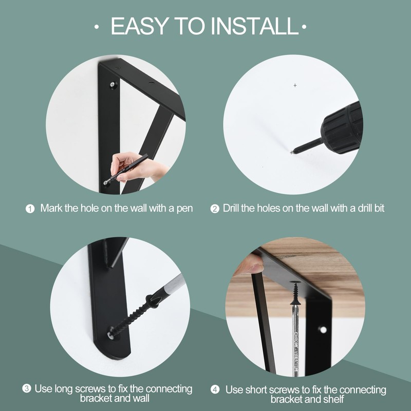 12 Pack L12 x H 8" Black Heavy Duty Shelf