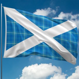 KASKANA Scottish Flag Tartan - St Andrews Saltire Flag - 5ft x 3ft, Blue, Double-sided, Lightweight, Polyester, Perfect for Indoor, Outdoor (Low-wind), Sport Matches, Awareness Events, Festivals