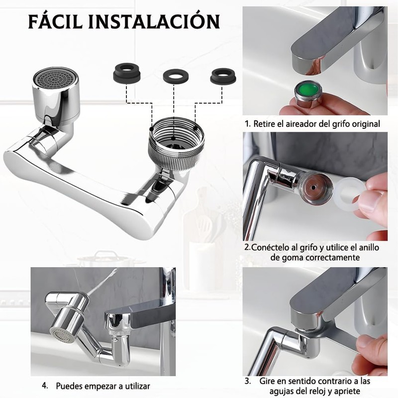 2 Piezas, Aireador Extensor De Grifo Giratorio De 1080 °,